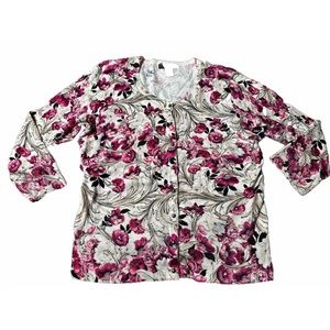 White House Black MarketFloral Shirt Pink Top Pink Size Medium